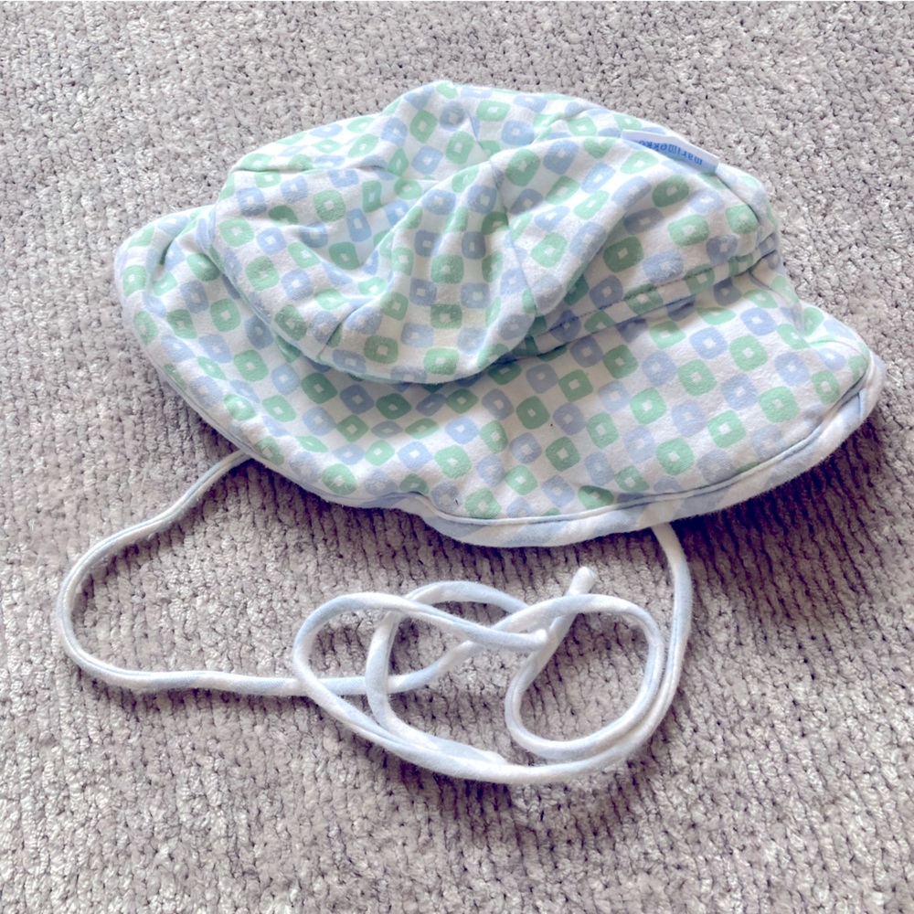 Marimekko Infant Sun Hat Cotton Geometric Print Tie Strap
